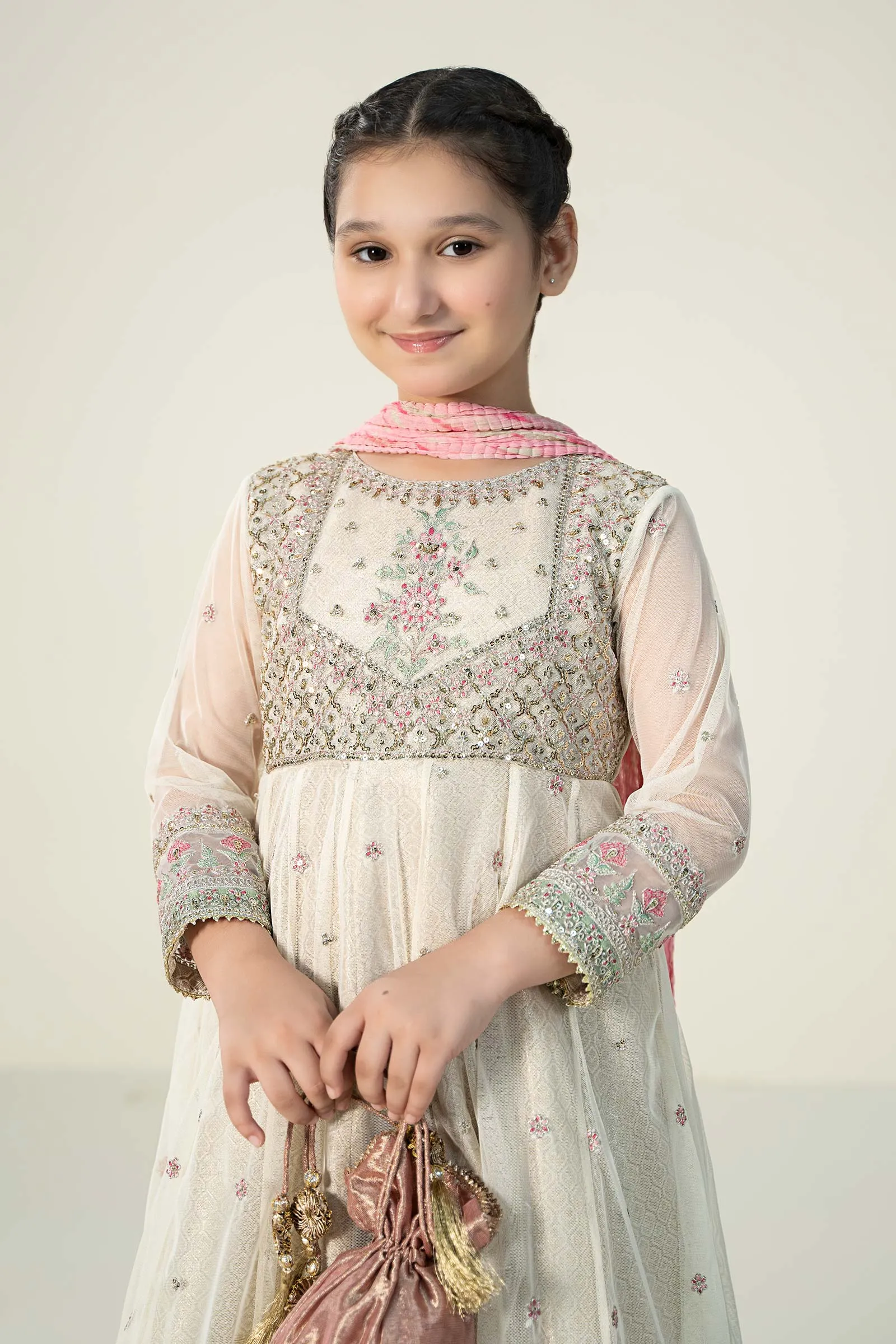 3 Piece Embroidered Net Suit | MKS-W24-18