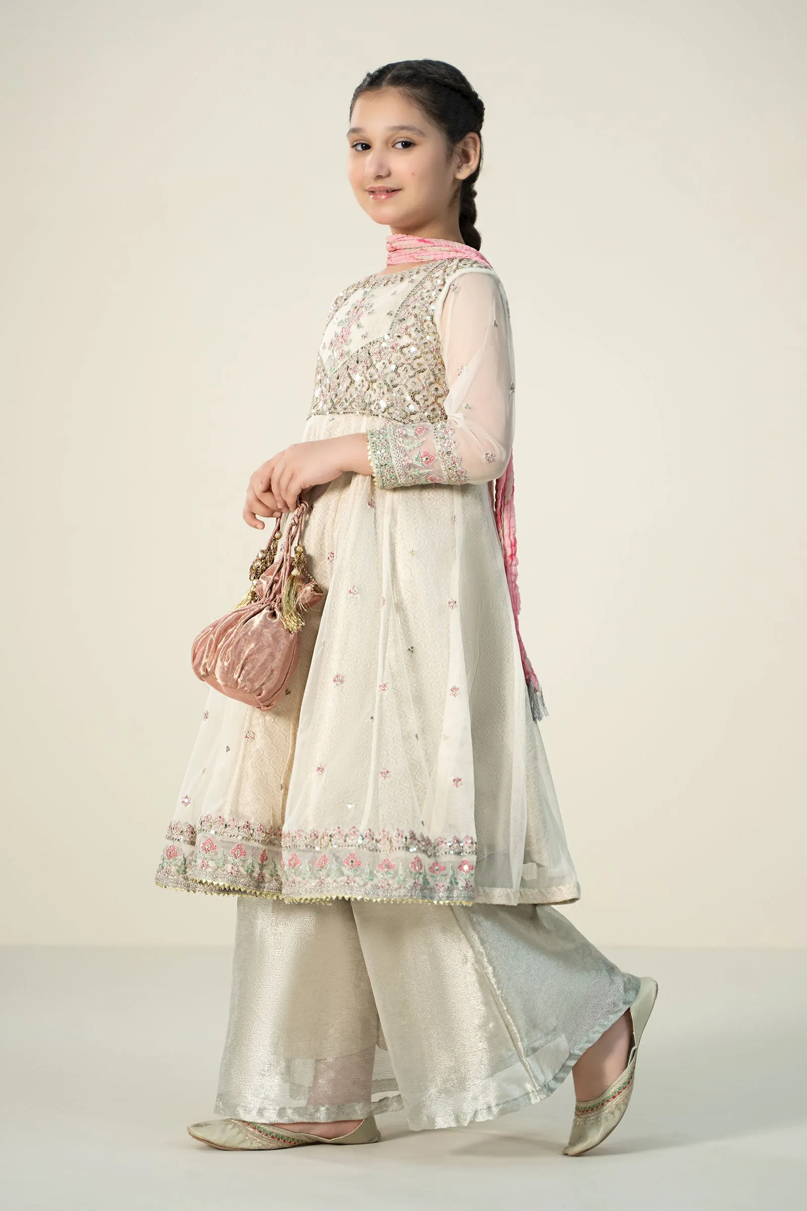 3 Piece Embroidered Net Suit | MKS-W24-18