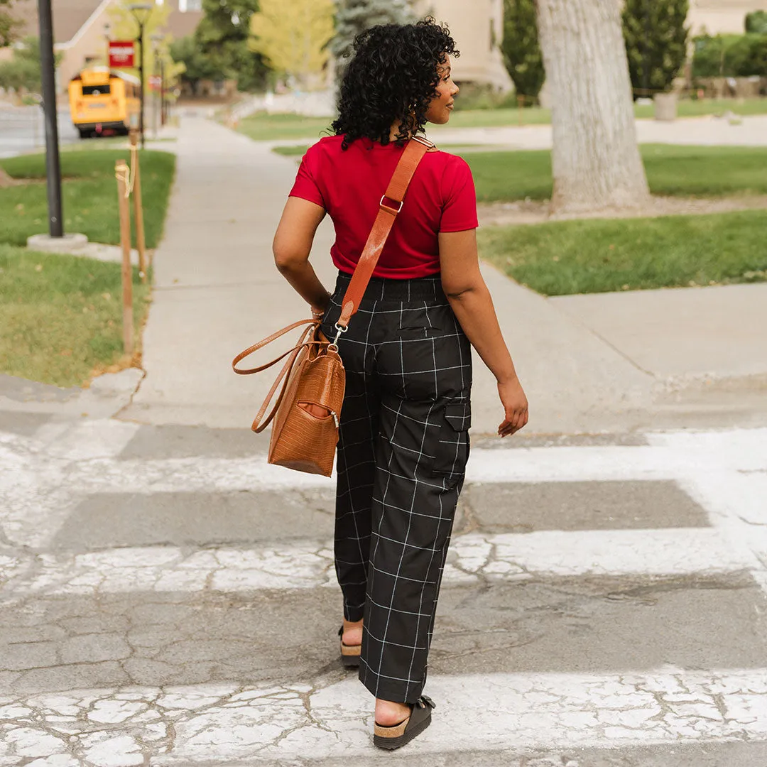 Audrey Cargo Trouser, Black Windowpane