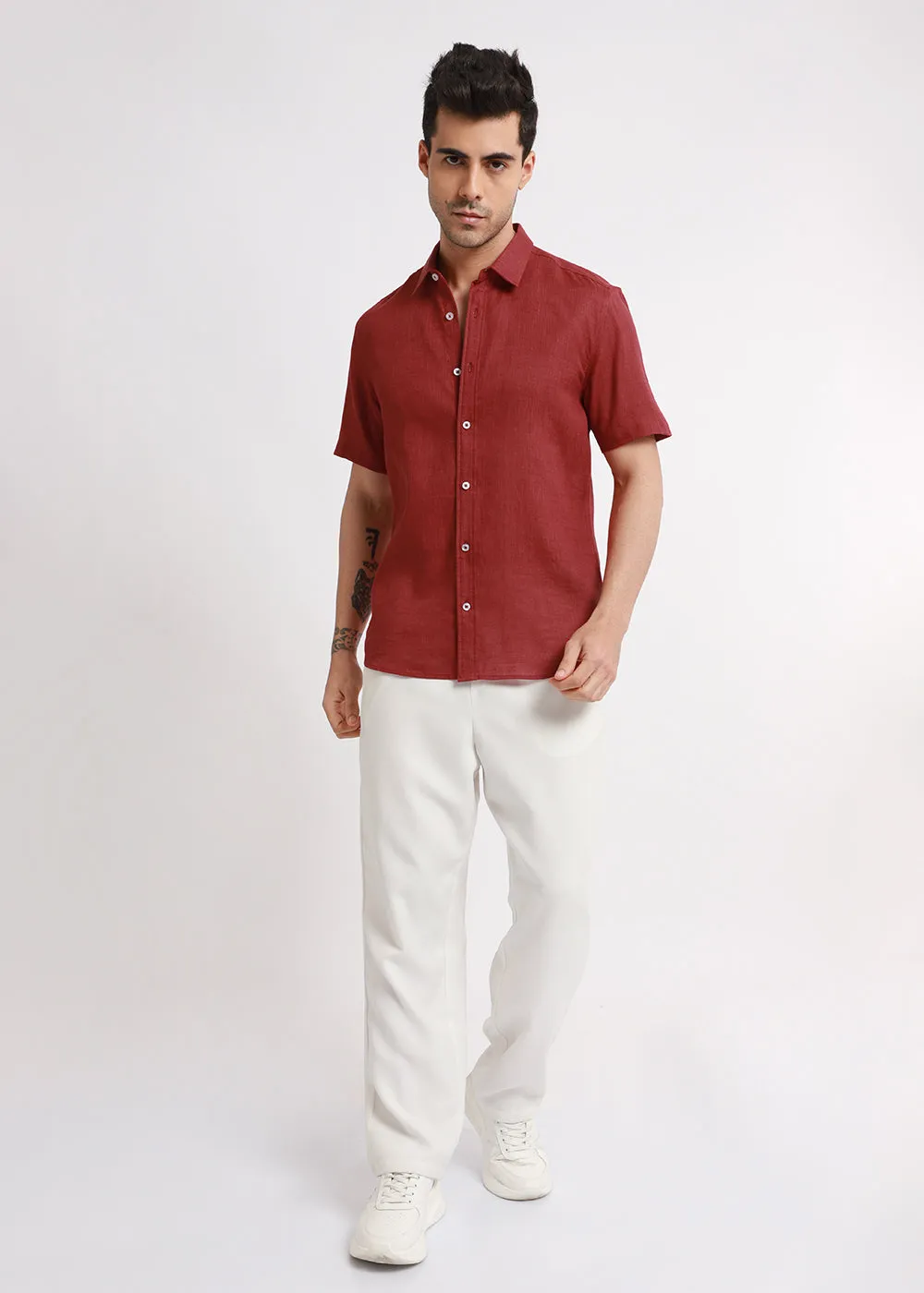 Batiste Red Linen Shirt