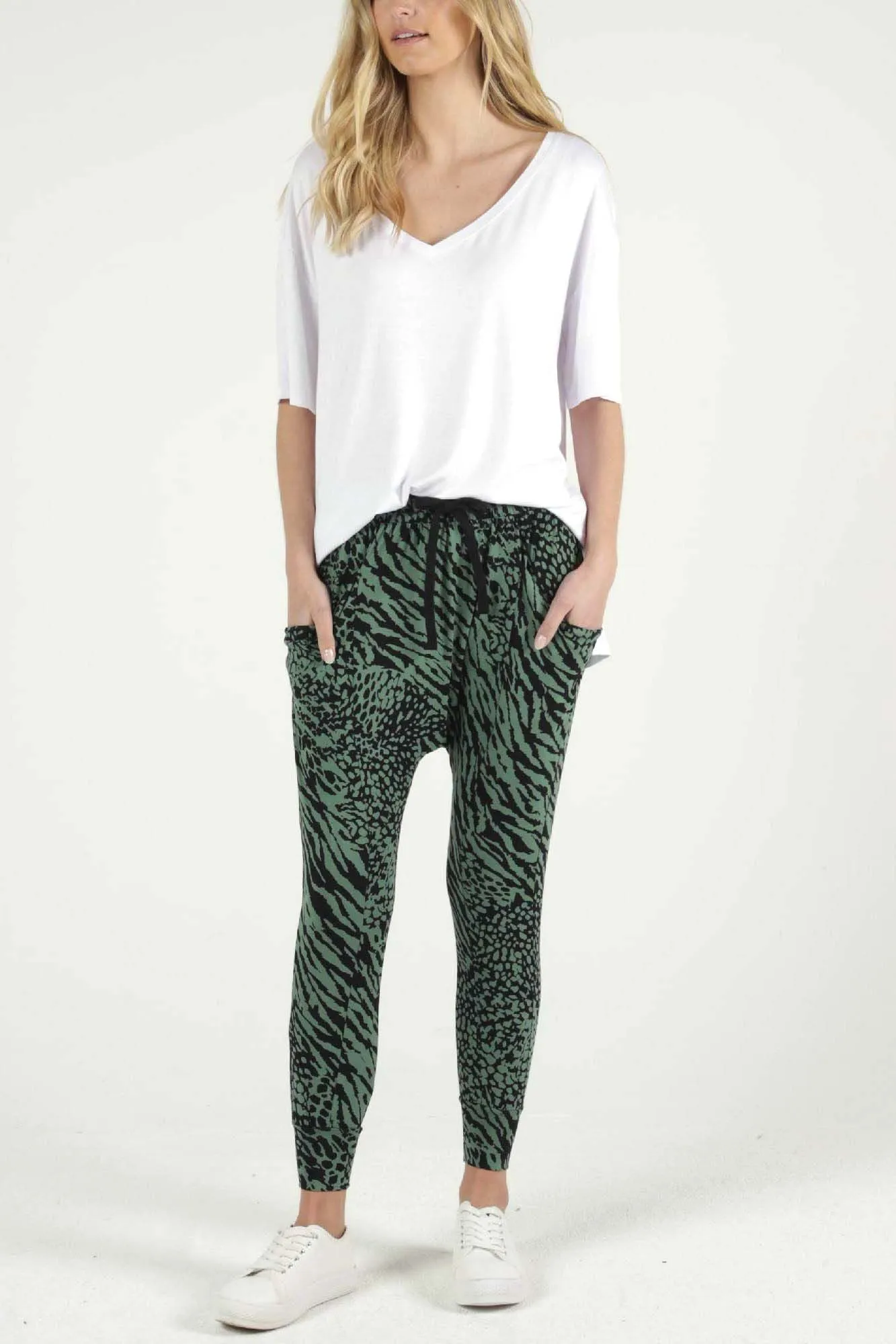 Betty Basics Barcelona Pants in Sage Instinct Print