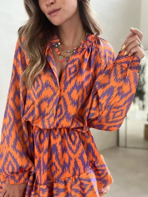 Blouse and Shorts Set - Graphic Pattern - Vivid Colors - Perfect for Summer Days