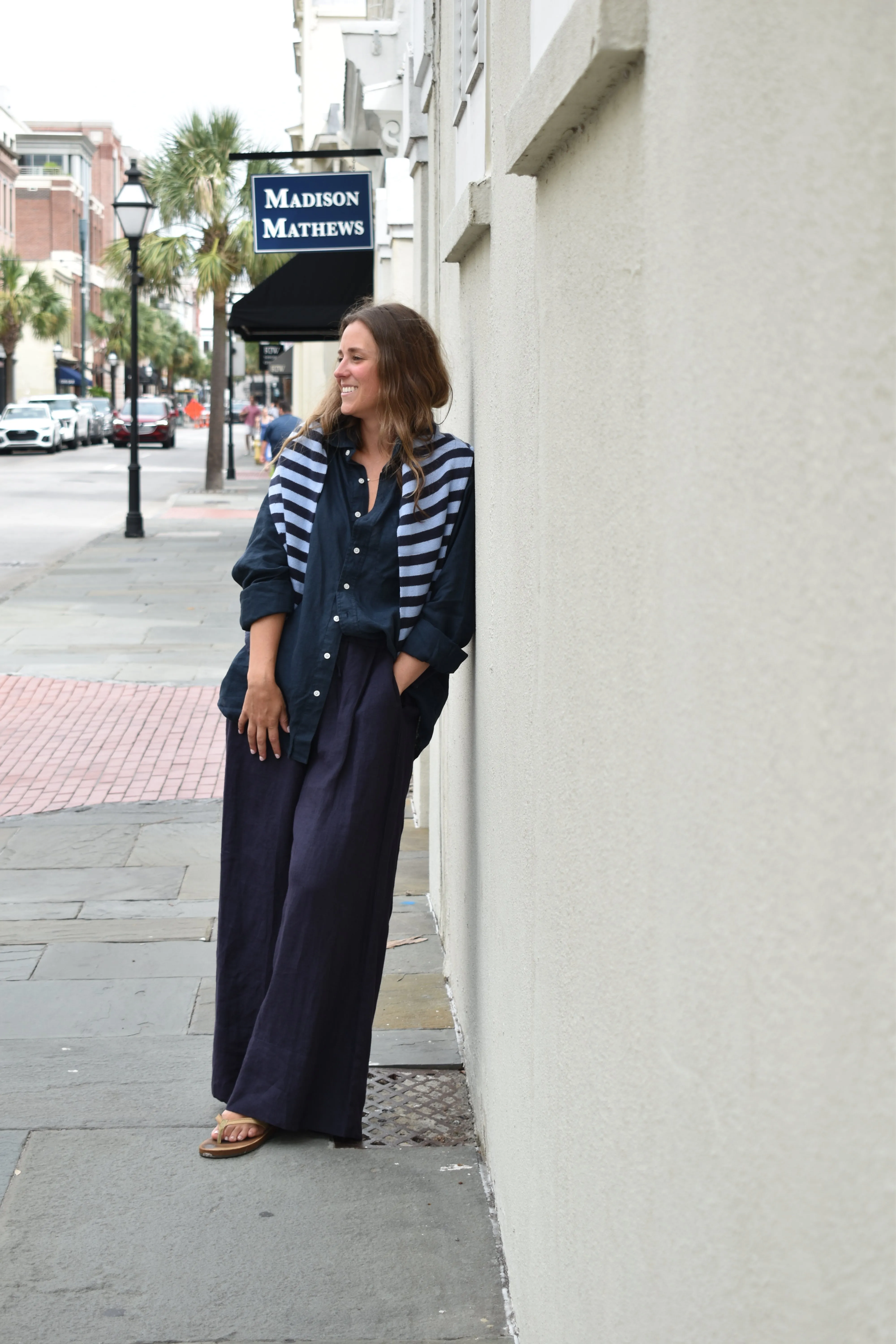 Boyfriend Shirt Navy Linen