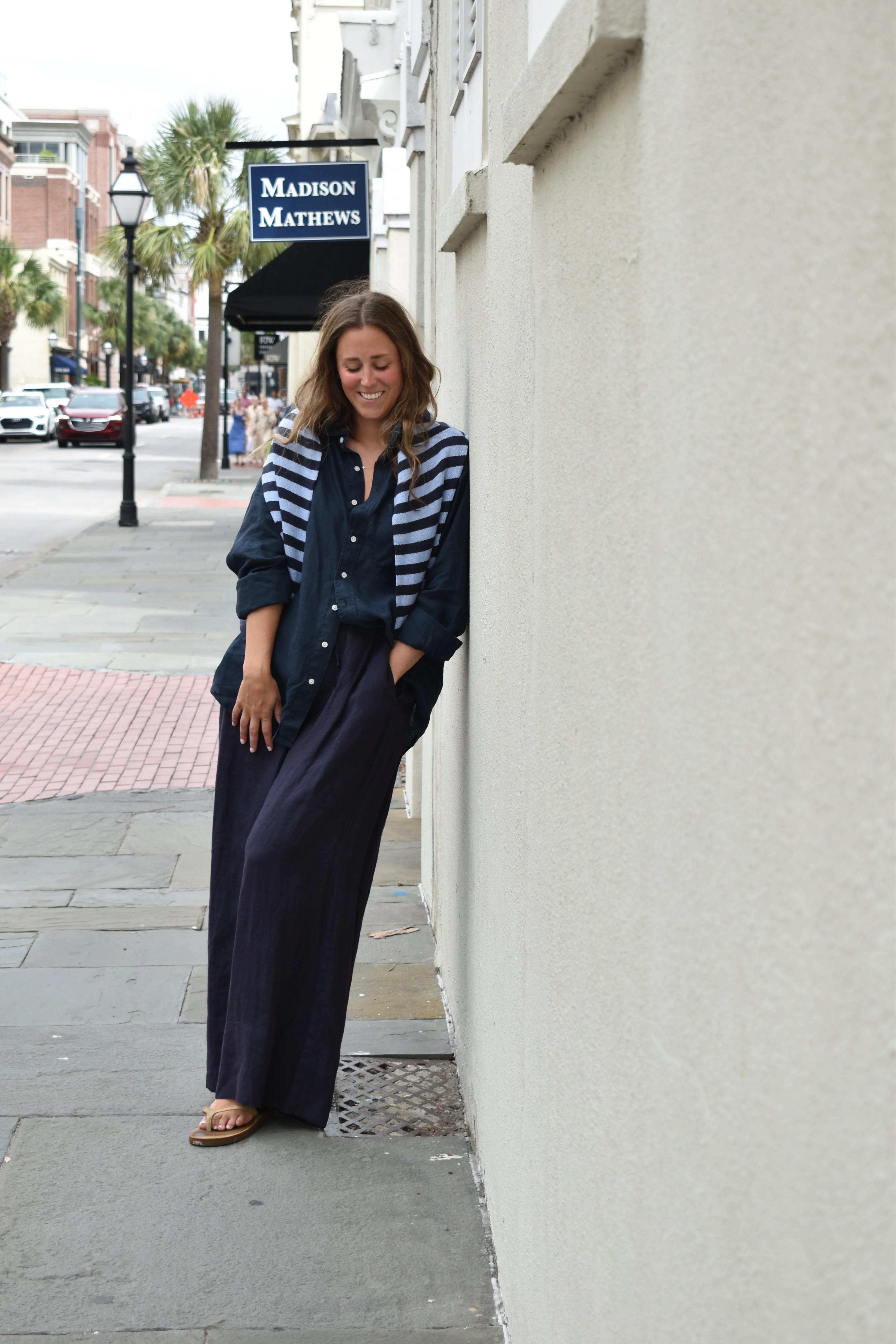 Boyfriend Shirt Navy Linen