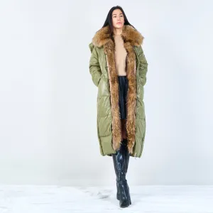 Cozy quilted duck down coat with fur collar wholesale