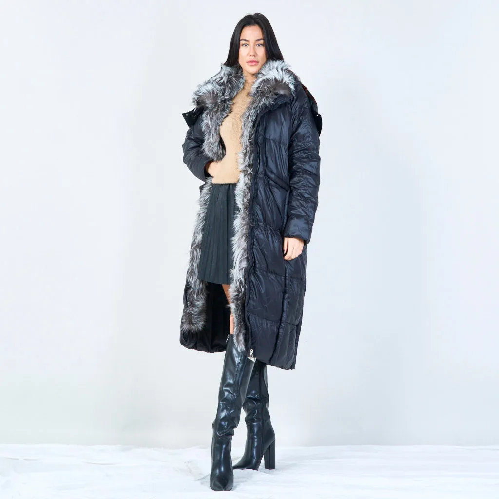 Cozy quilted duck down coat with fur collar wholesale