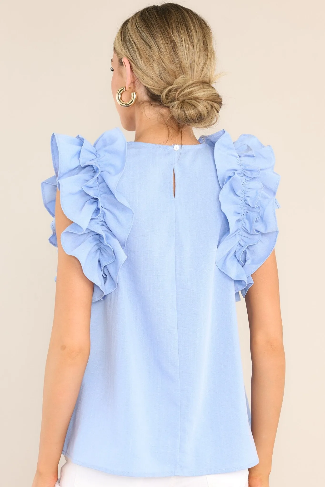 Dawn Of My Heart Light Blue Ruffled Top