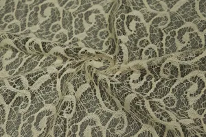 Dull Golden Floral Lace Polyester Fabric