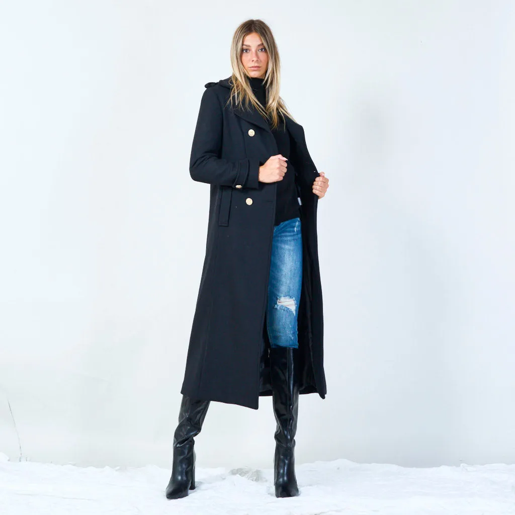 Elegant double-breasted long coat wholesale