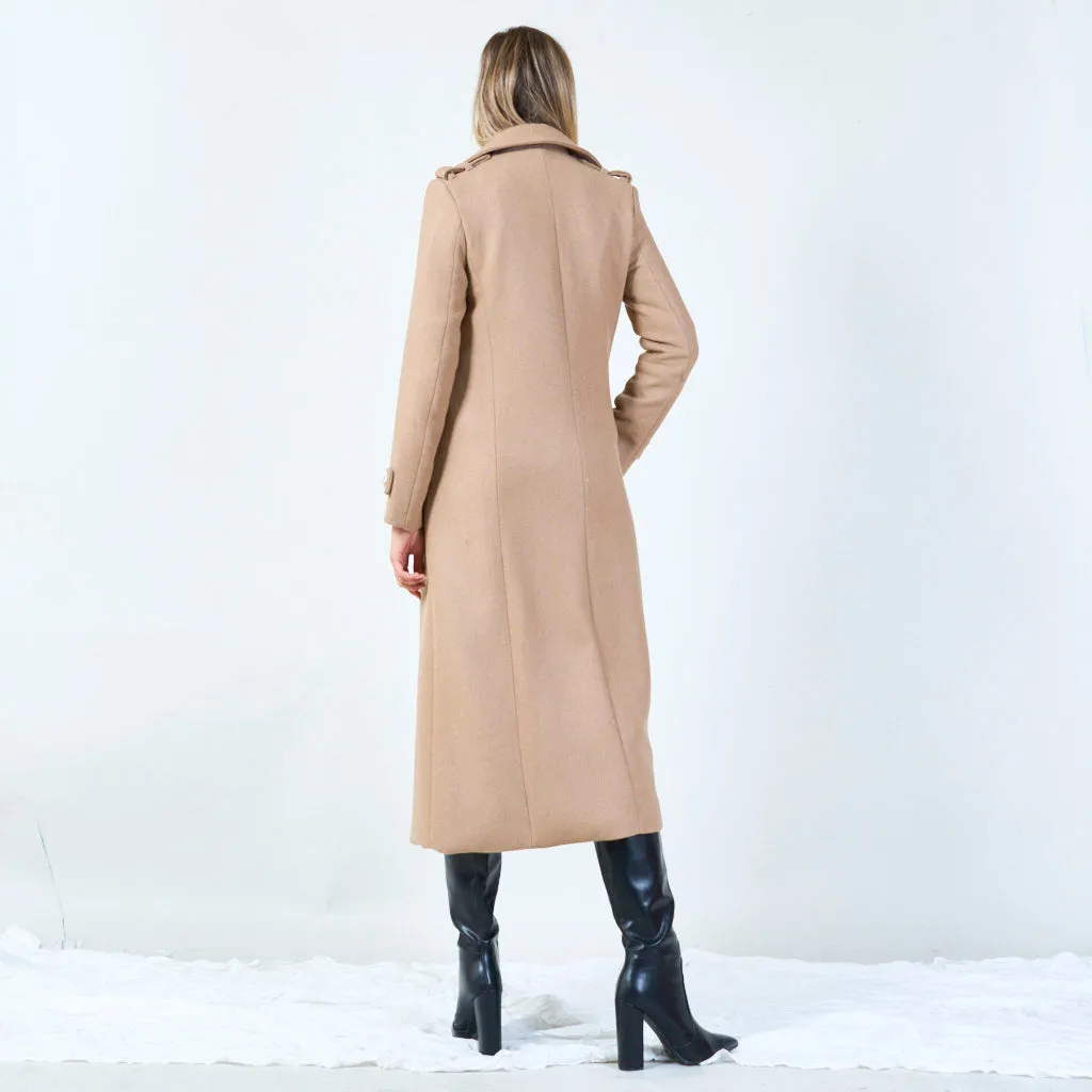 Elegant double-breasted long coat wholesale