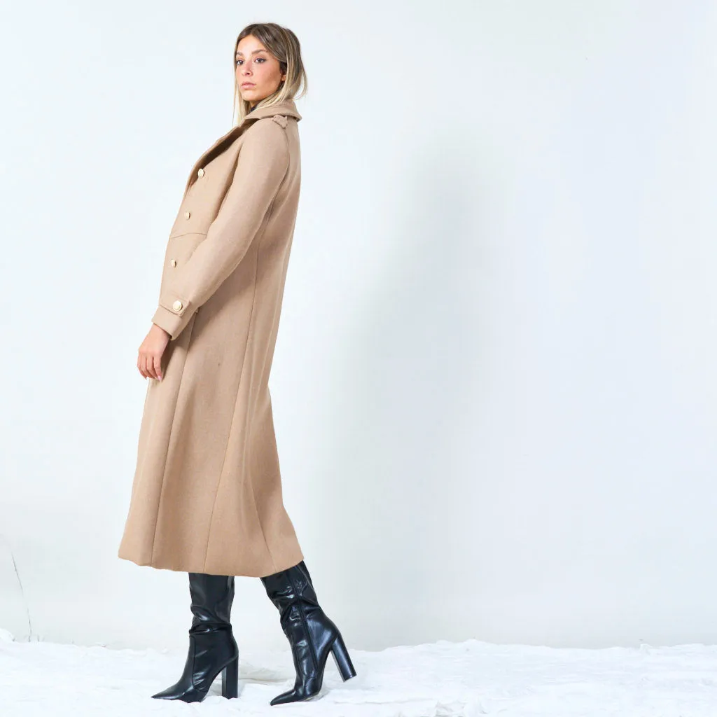 Elegant double-breasted long coat wholesale