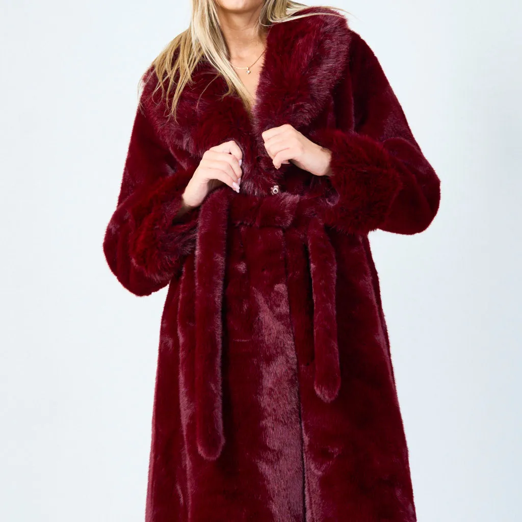 Elegant long coat with belt wholesale