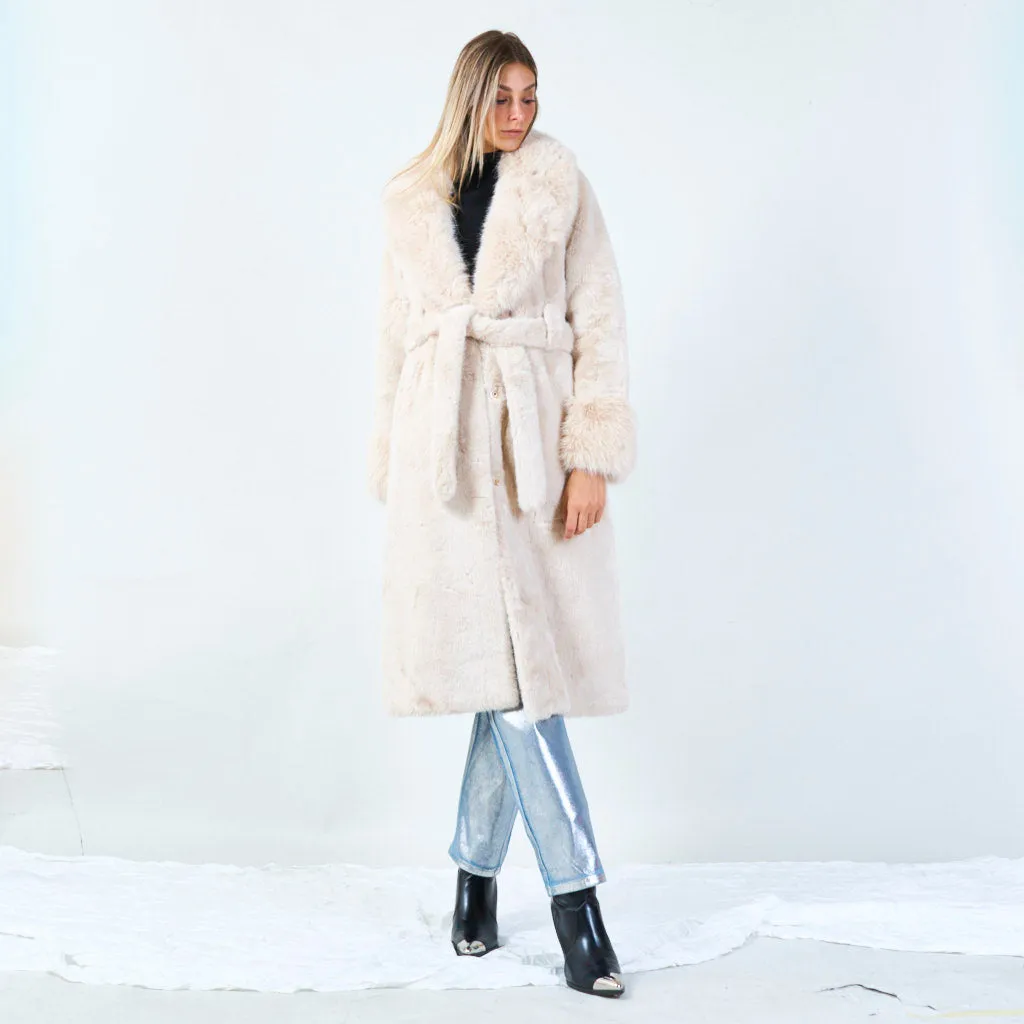 Elegant long coat with belt wholesale