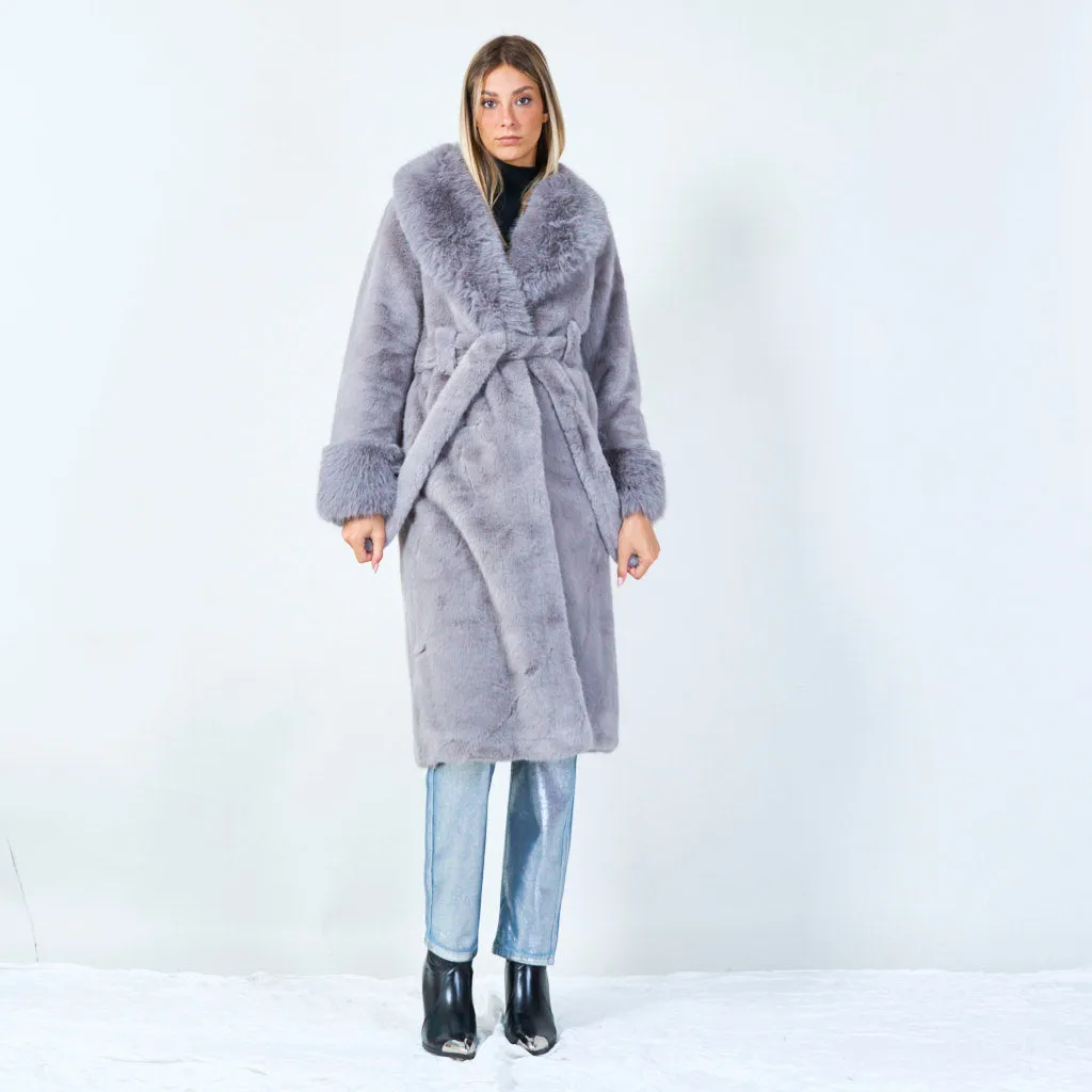 Elegant long coat with belt wholesale