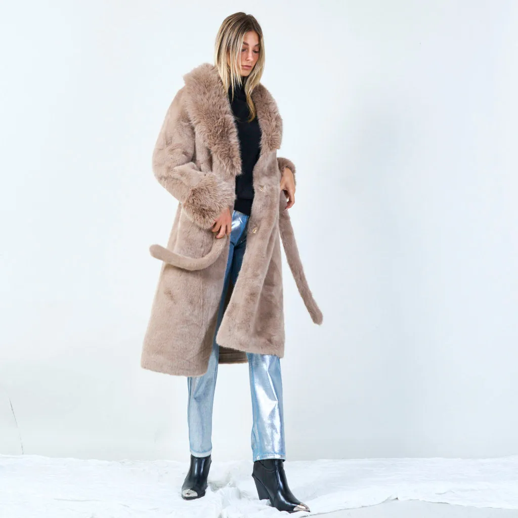 Elegant long coat with belt wholesale