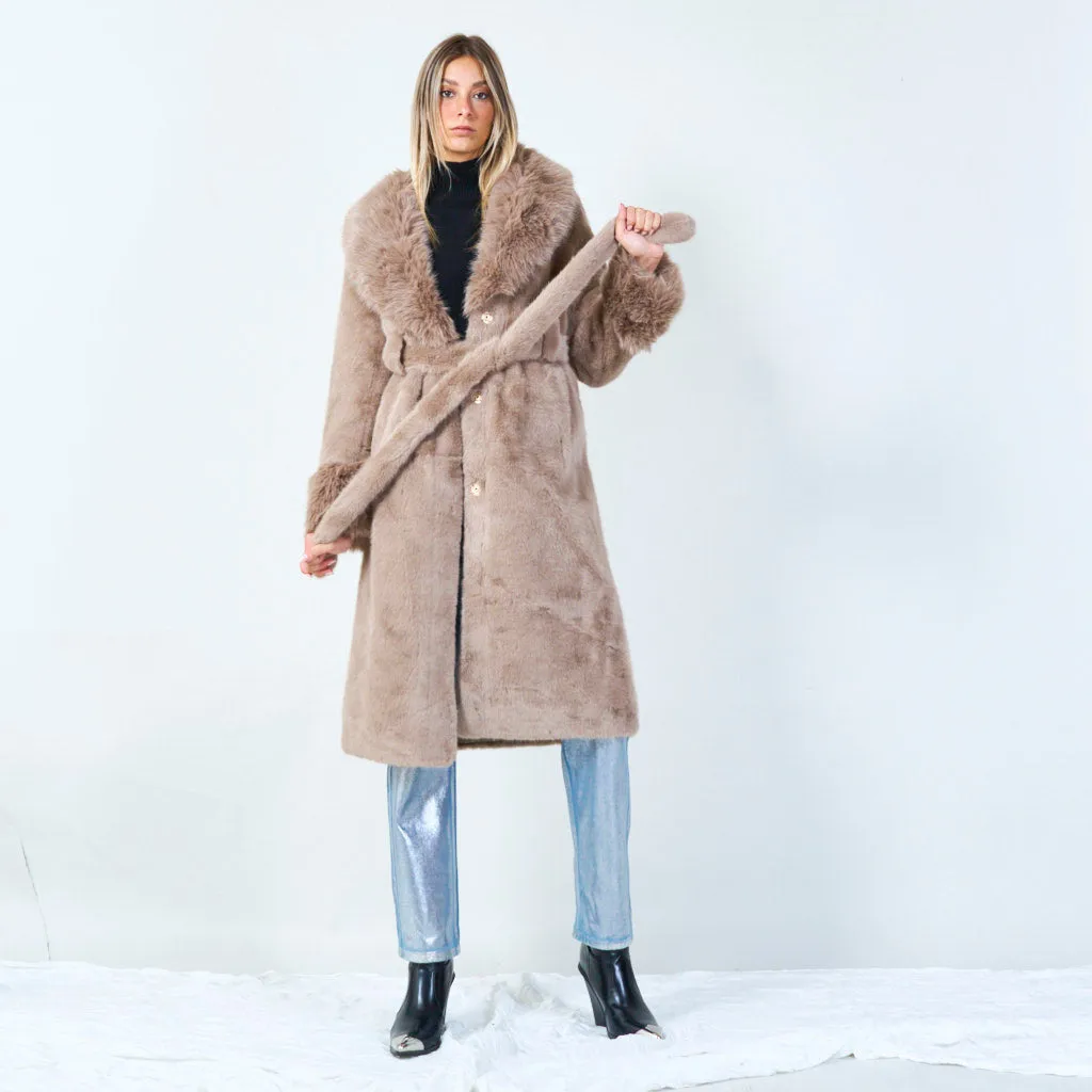 Elegant long coat with belt wholesale