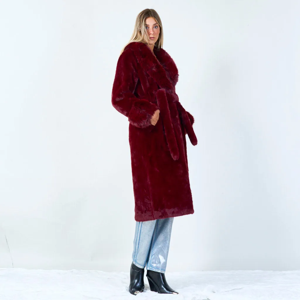 Elegant long coat with belt wholesale