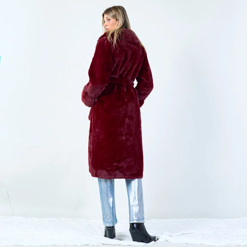 Elegant long coat with belt wholesale