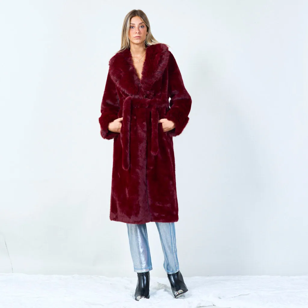 Elegant long coat with belt wholesale