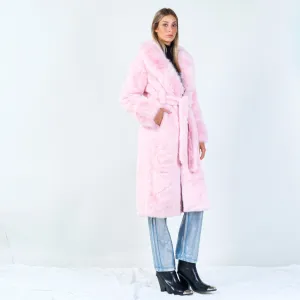 Elegant long coat with belt wholesale