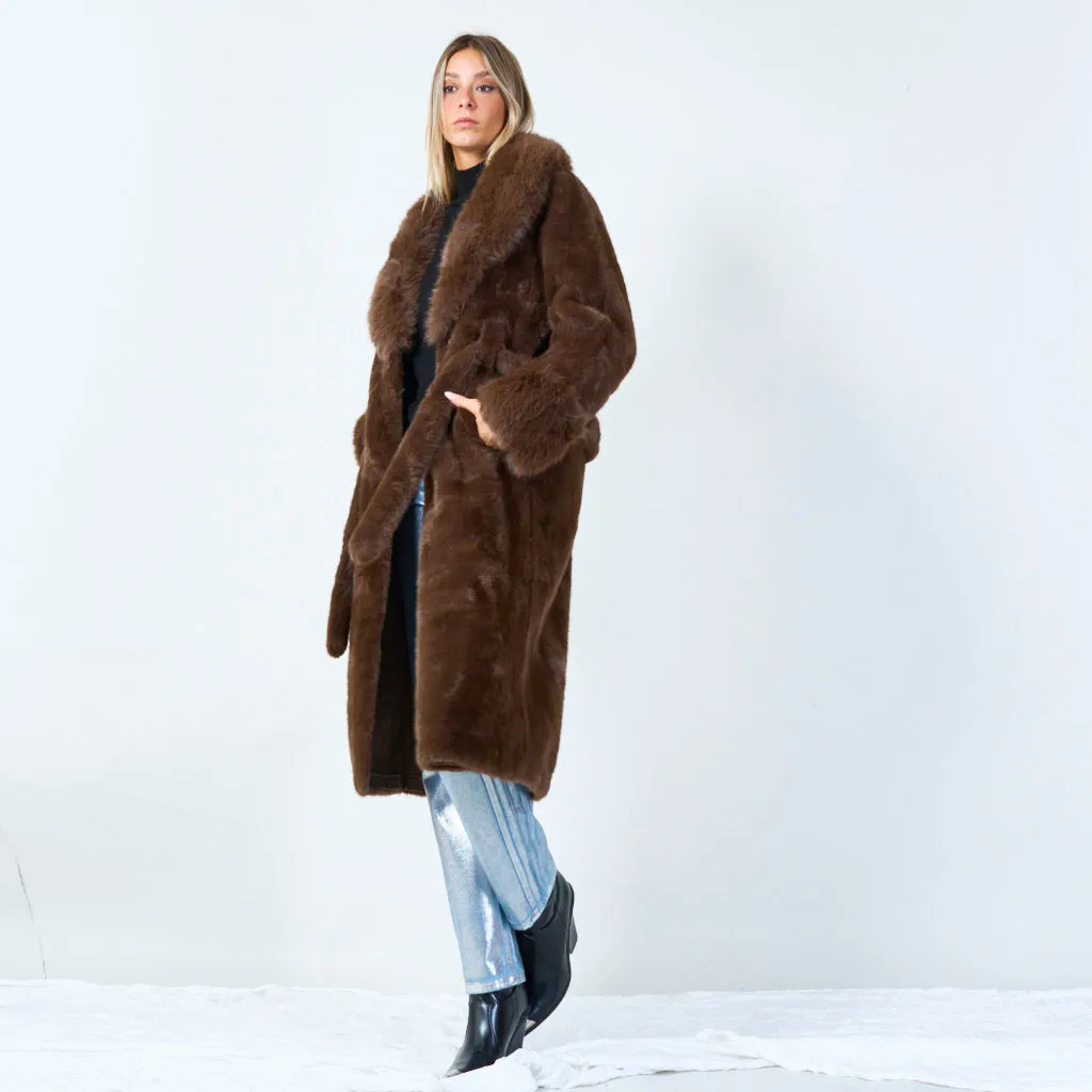 Elegant long coat with belt wholesale