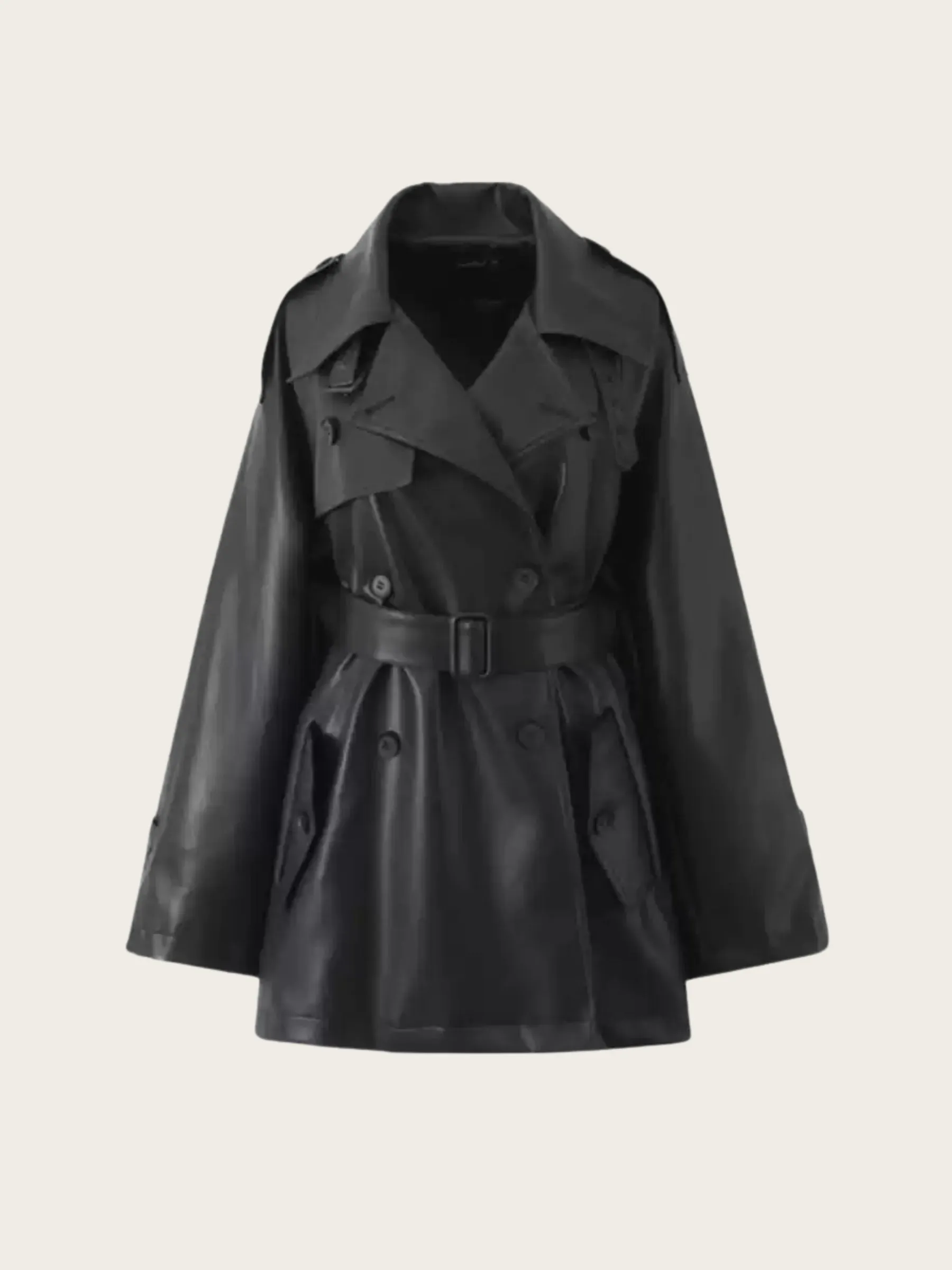 Elise Faux Leather Trench Coat