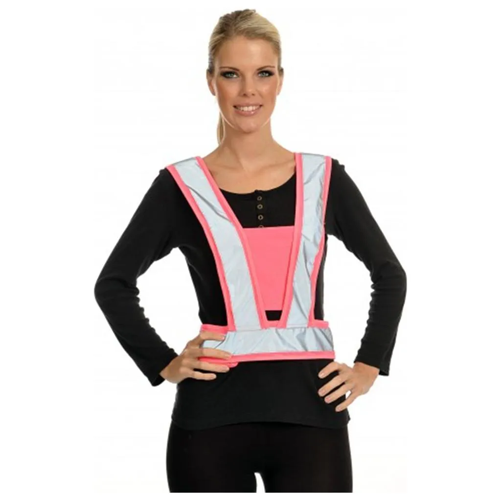 Equisafety Reflective Hi Vis Adjustable Body Harness -Pink  - Adult