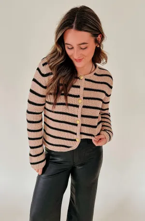 FALLIN' IN LOVE STRIPE BUTTON CARDIGAN