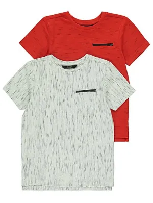 George 2 Pack Zip Pocket Older Boys T-Shirts