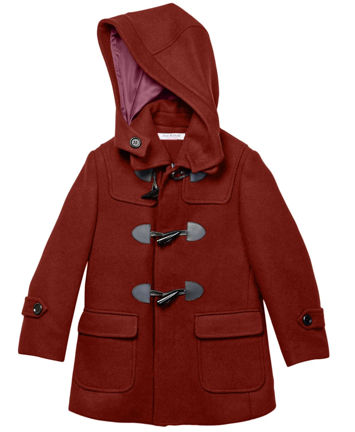 Isaac Mizrahi Boy's 2-20 Solid Wool Toggle Coat with Removble Hood - Colors