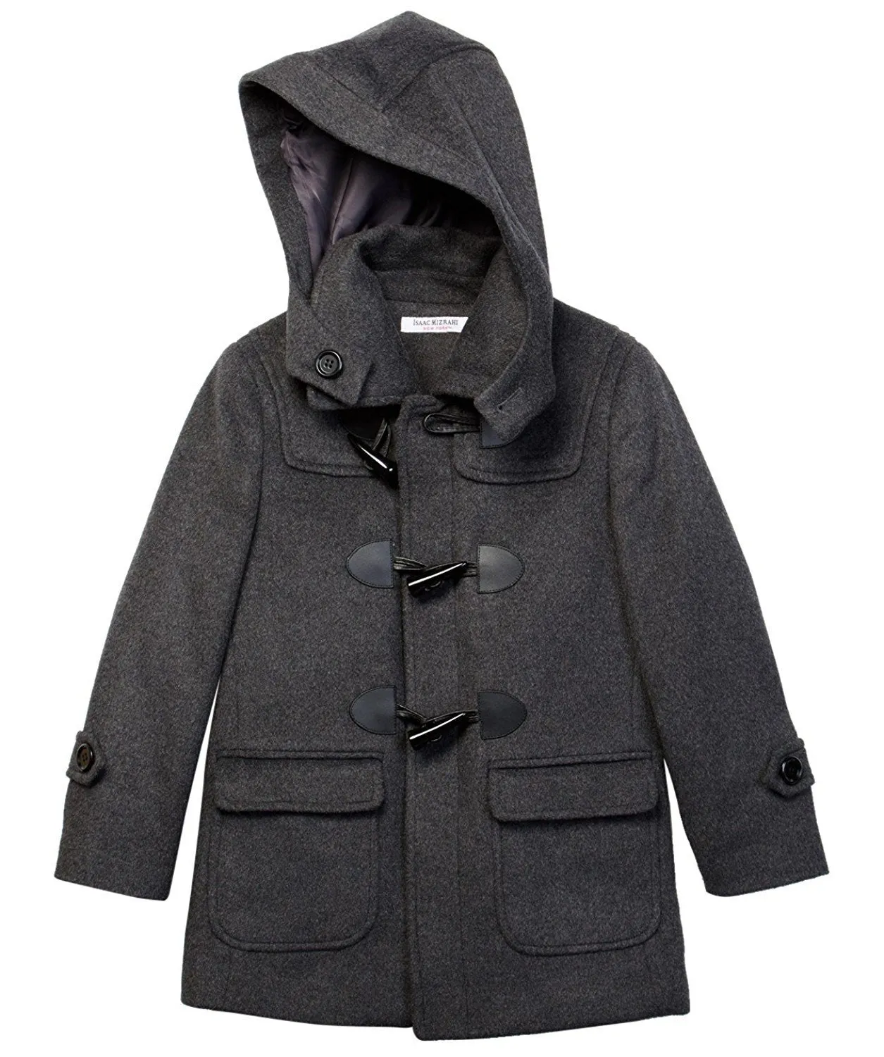 Isaac Mizrahi Boy's 2-20 Solid Wool Toggle Coat with Removble Hood - Colors