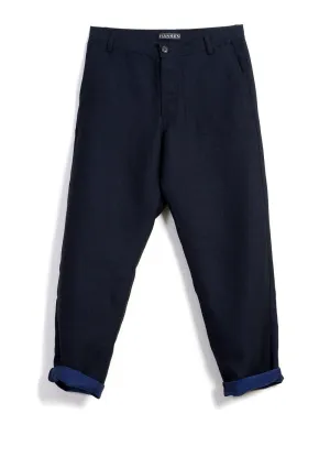 KEN | Wide Cut Trousers| 3-Tone Blue