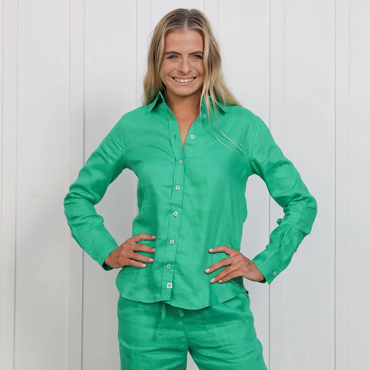 Ladies Linen - Long Sleeve Shirt | Green