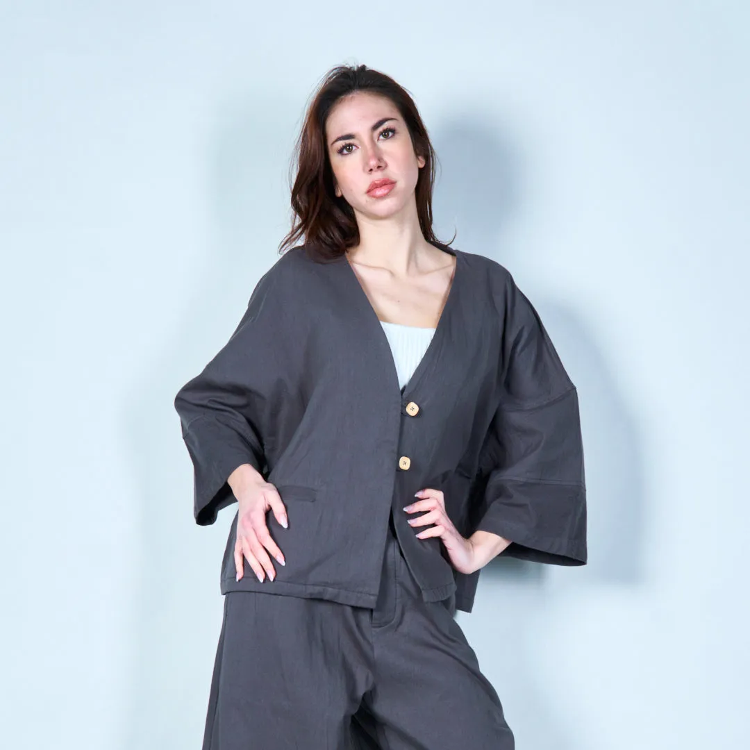 Lightweight buttoned kimono jacket wholesale