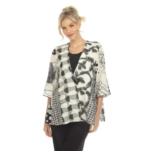 Moonlight Mixed-Media Multi-Print One-Button Jacket - 3820