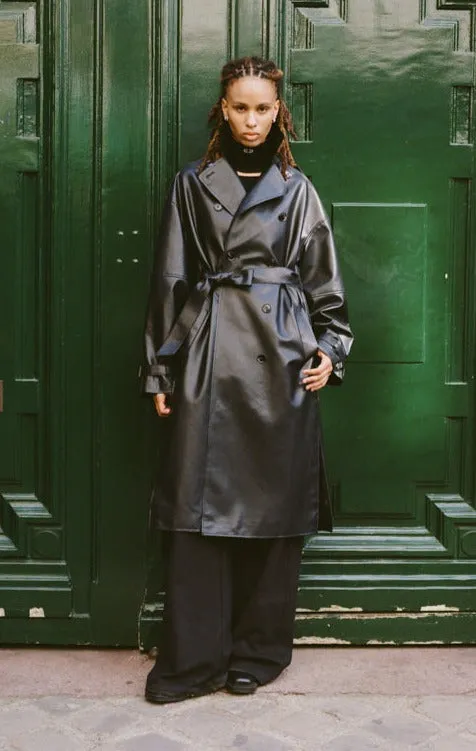 Oversized Vegan Leather Trench