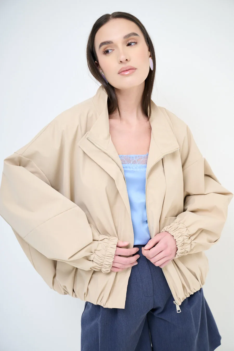 Oversized zip-up bomber jacket wholesale