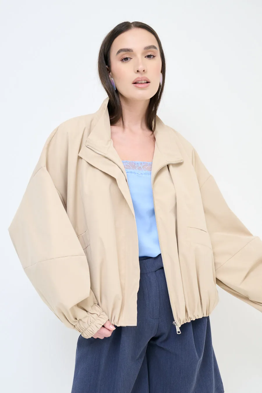 Oversized zip-up bomber jacket wholesale