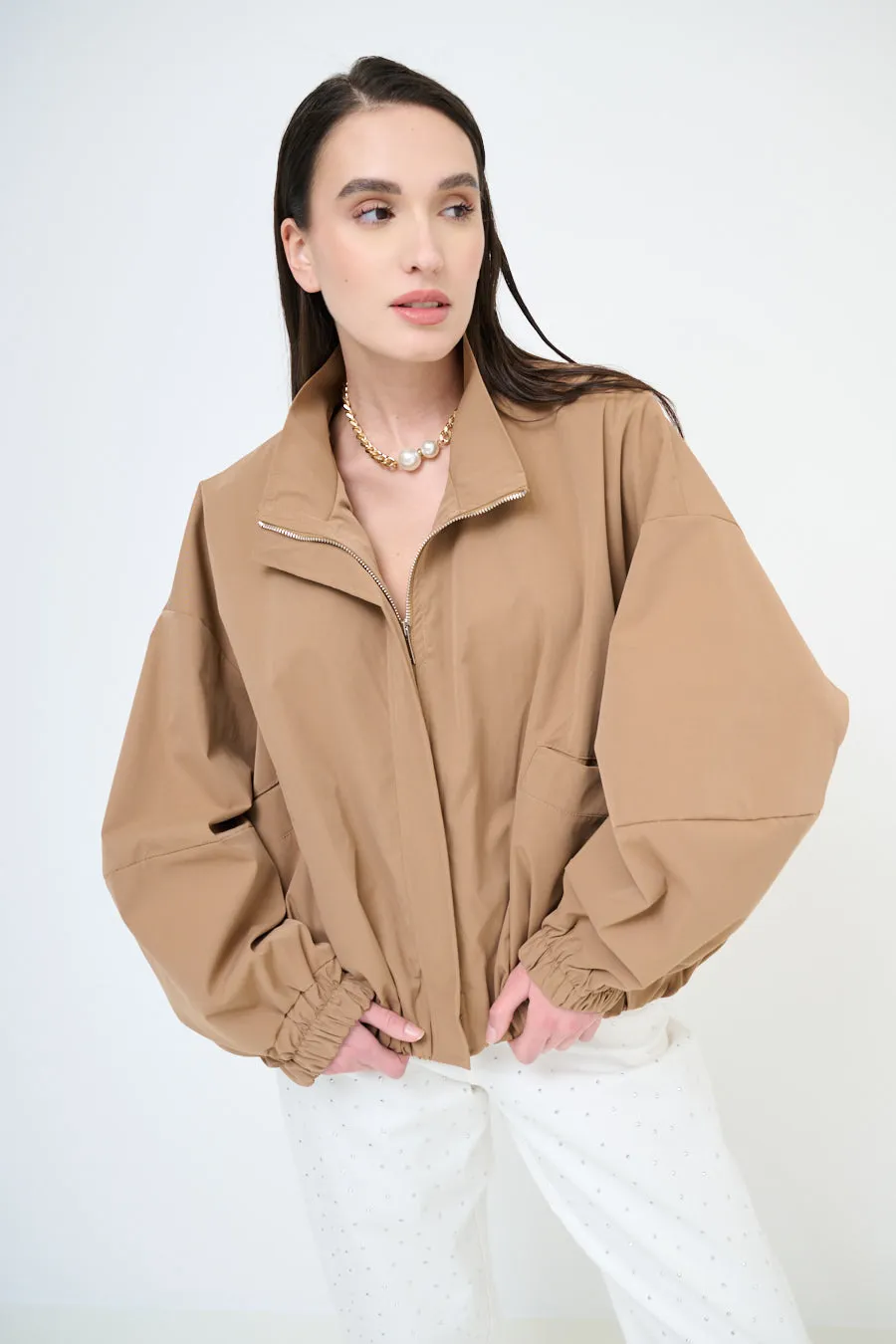 Oversized zip-up bomber jacket wholesale