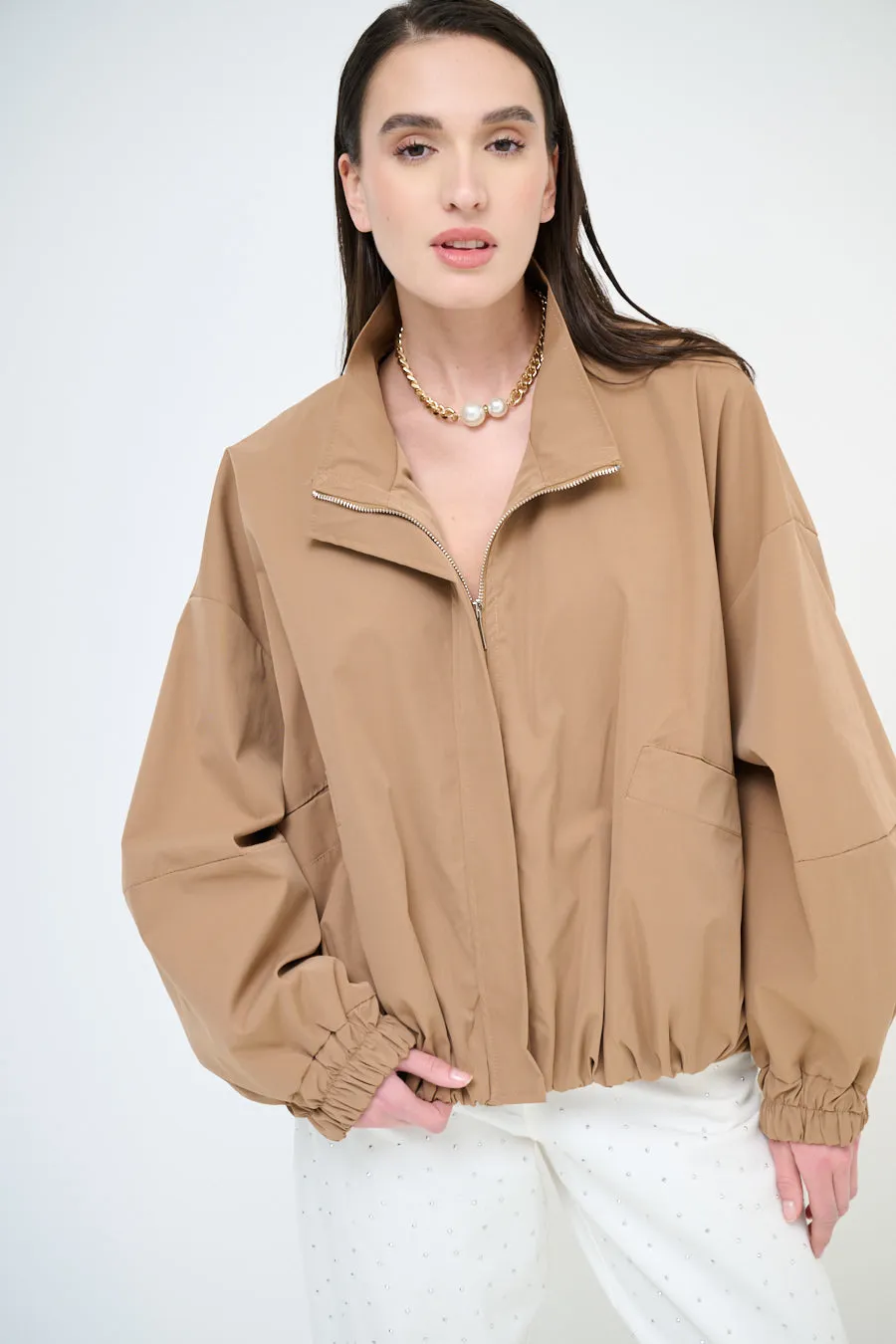 Oversized zip-up bomber jacket wholesale