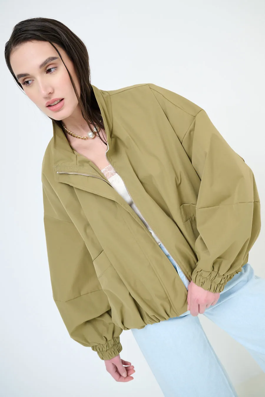 Oversized zip-up bomber jacket wholesale