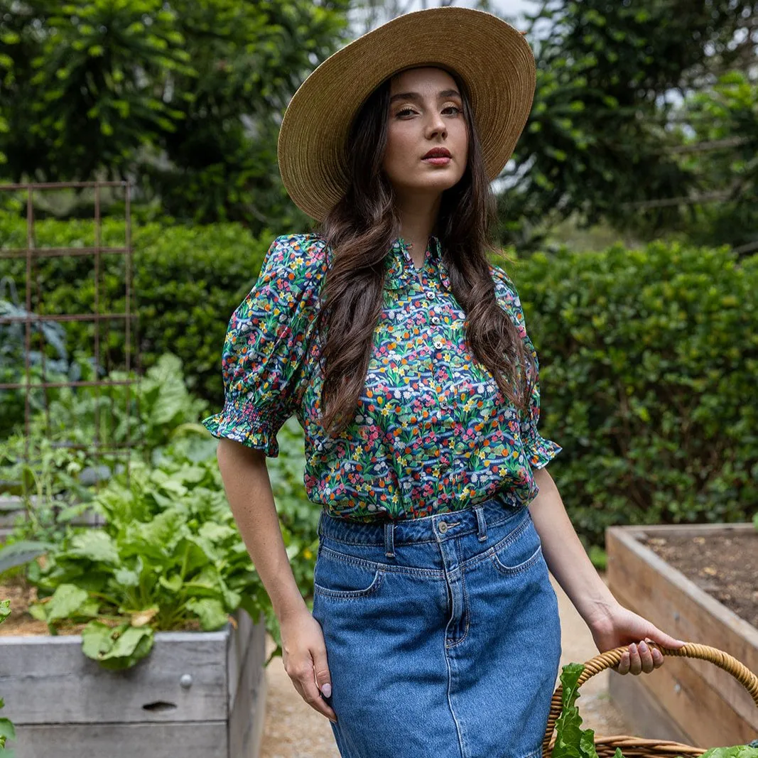 'Park Posy' Liberty Fabrics Peter Pan Collared Blouse