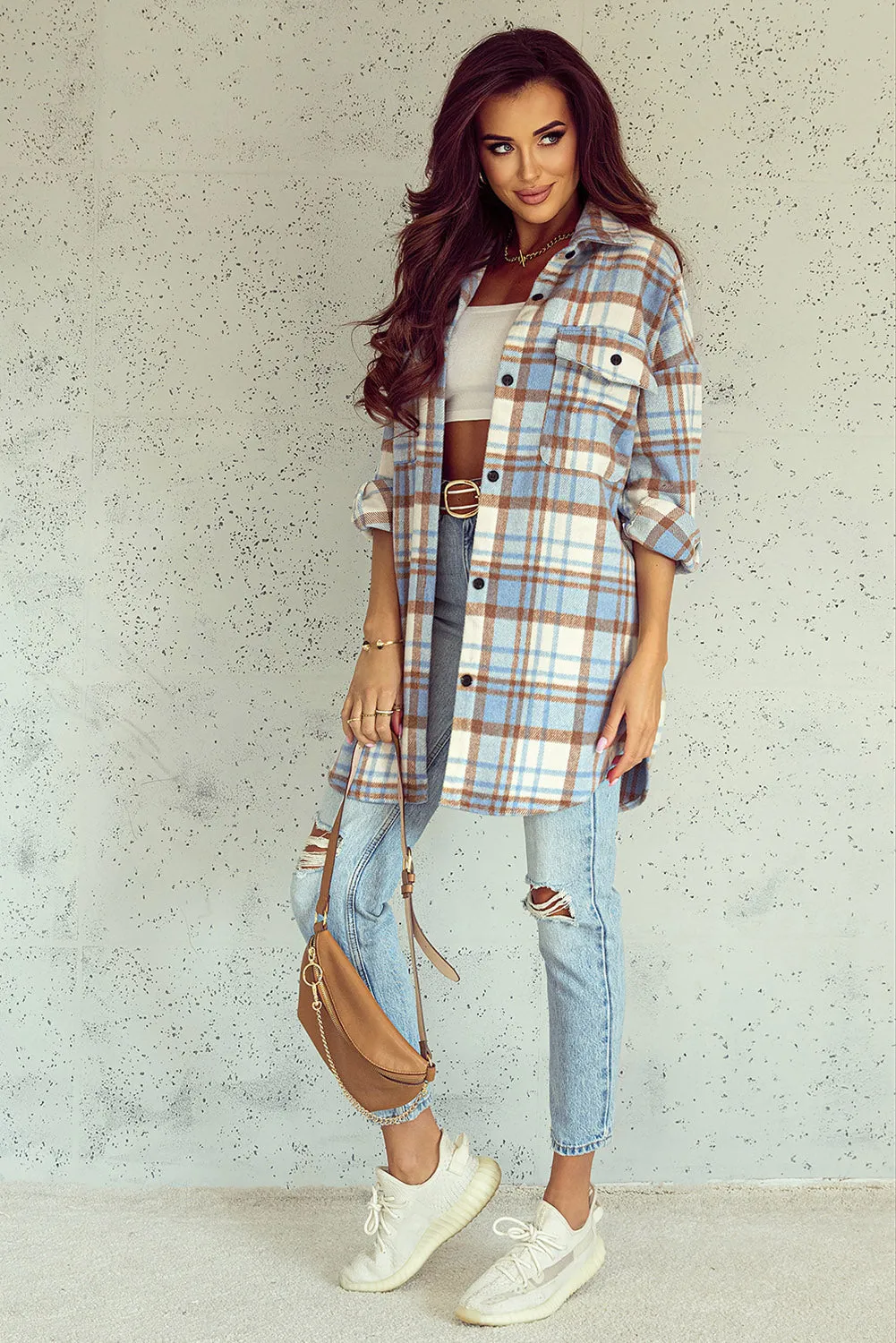 Plaid Flap Pocket Shacket