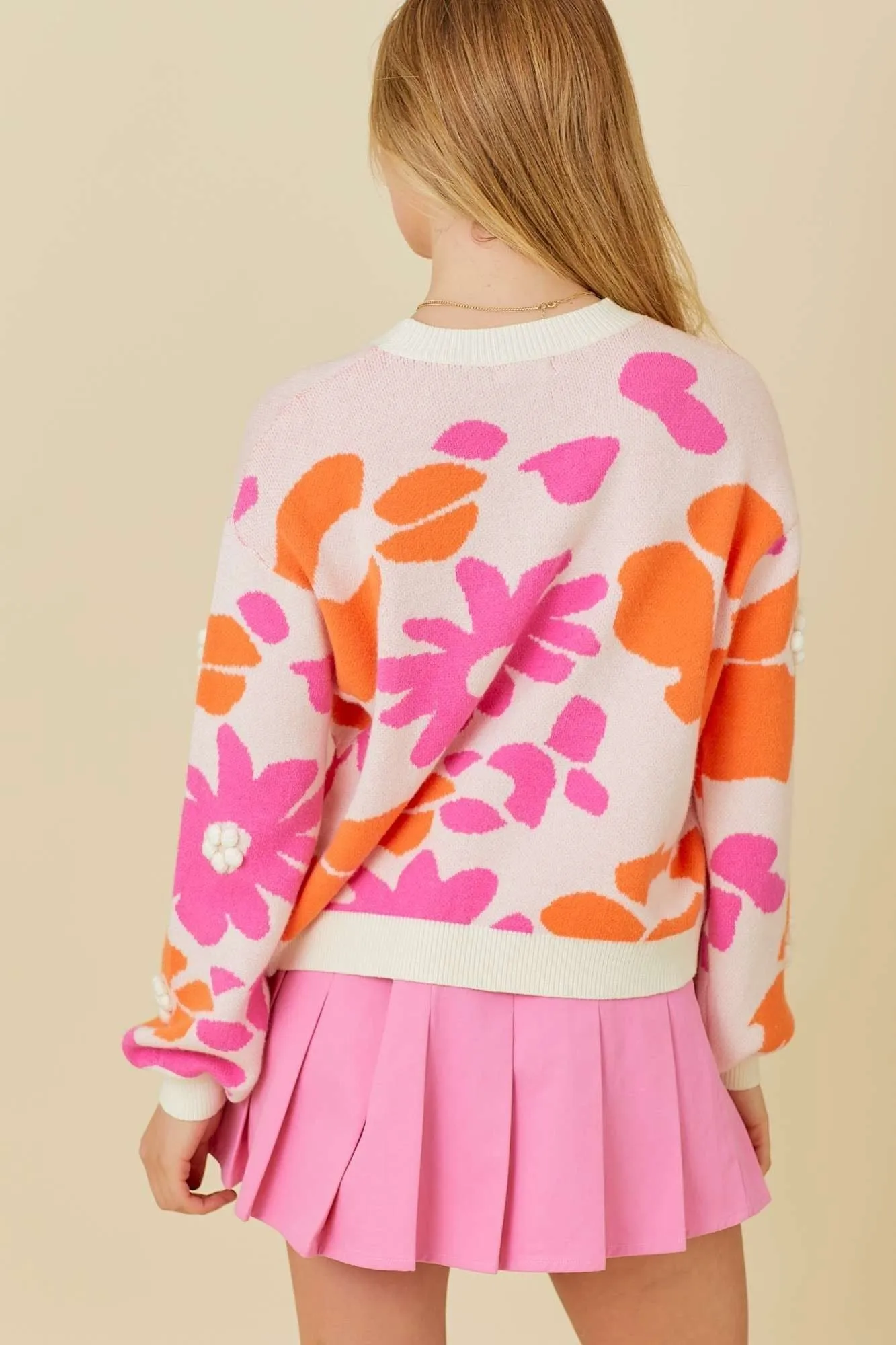 Poppy Pink   Orange Floral Sweater