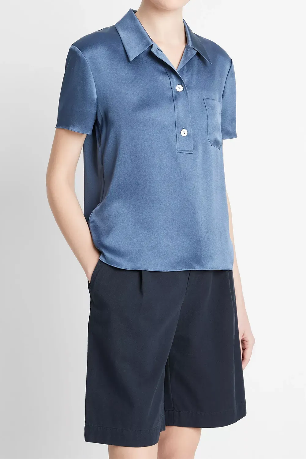 Silk Short-Sleeve Polo Shirt Riverbed