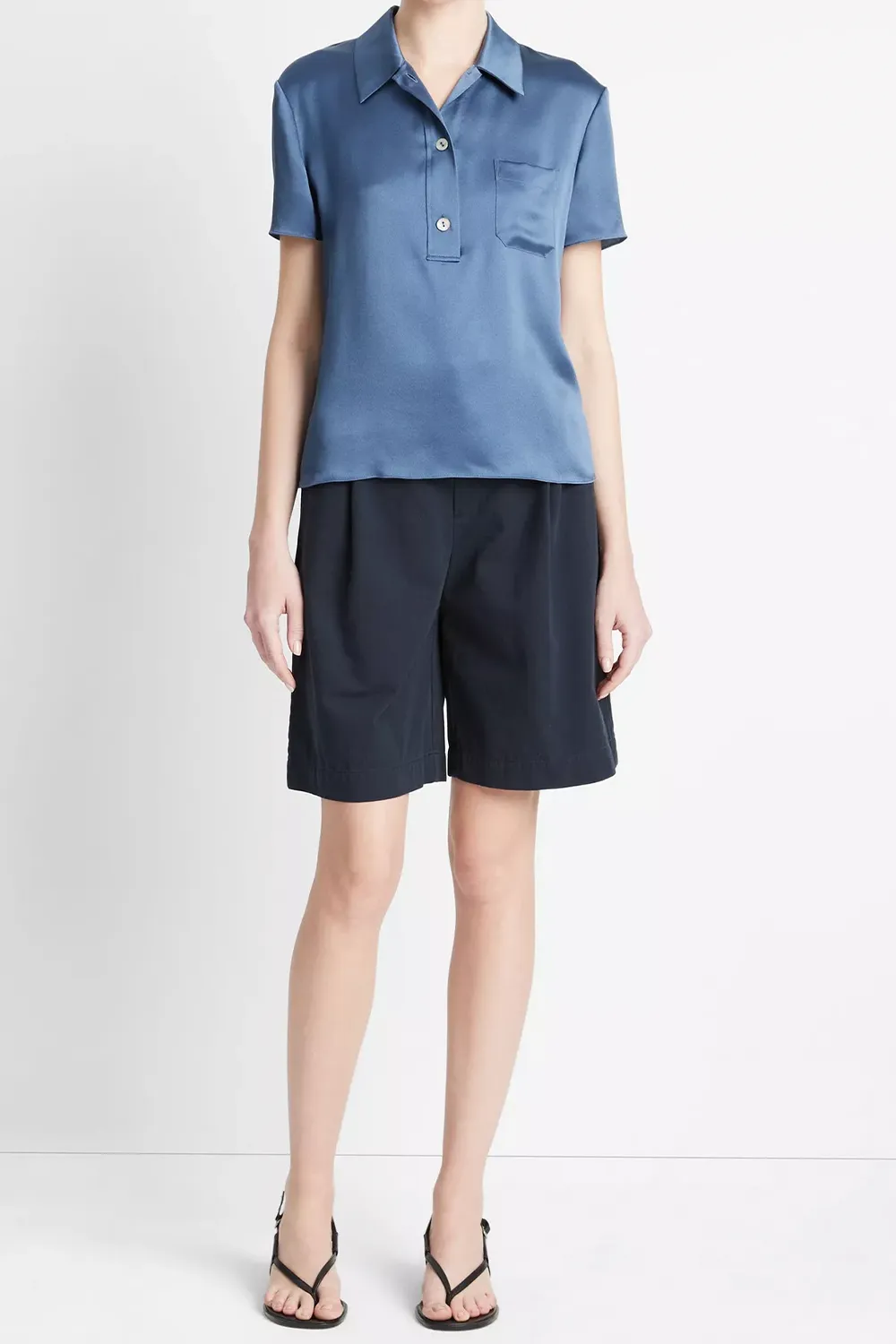 Silk Short-Sleeve Polo Shirt Riverbed