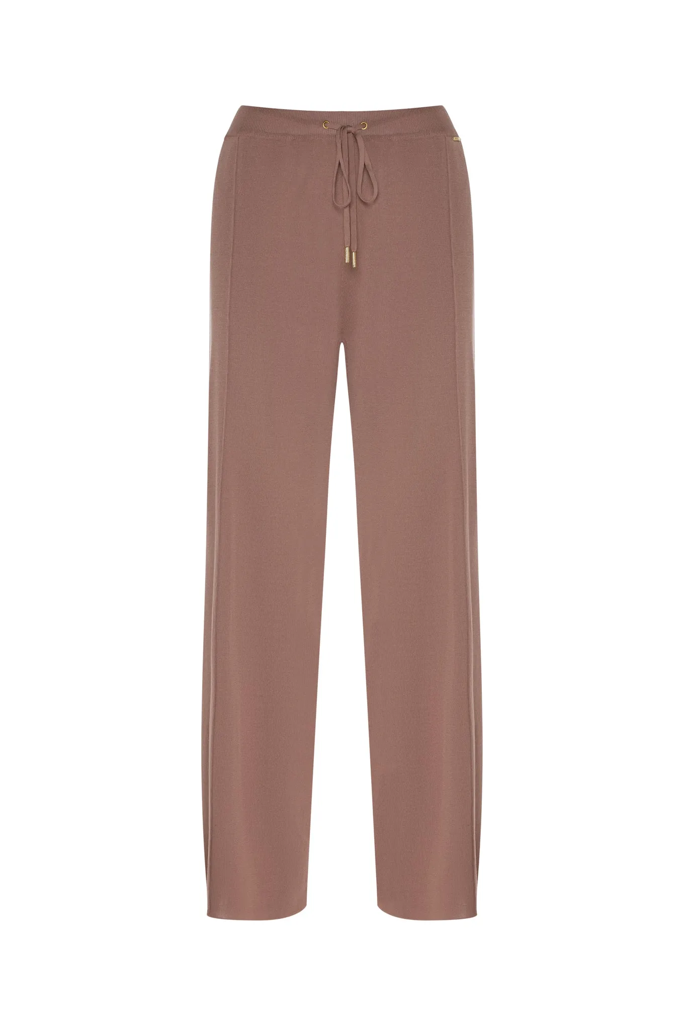 Structured-knit trousers with tie belt