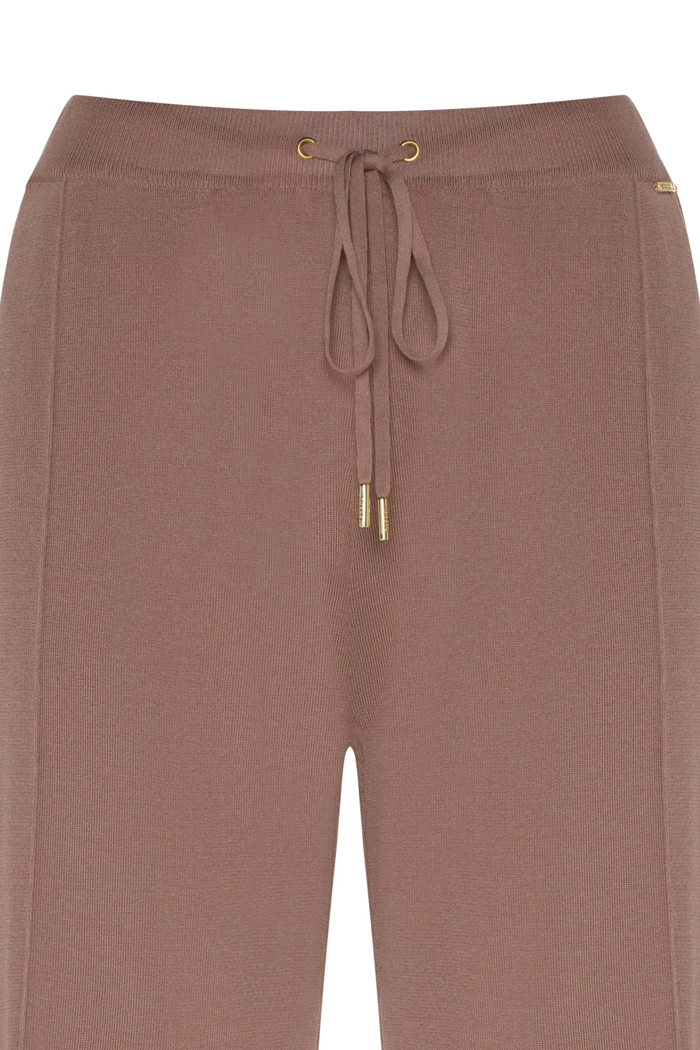 Structured-knit trousers with tie belt